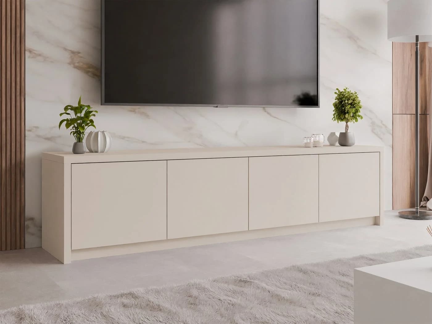 MIRJAN24 TV-Schrank Solid 4D Beige Push to Open