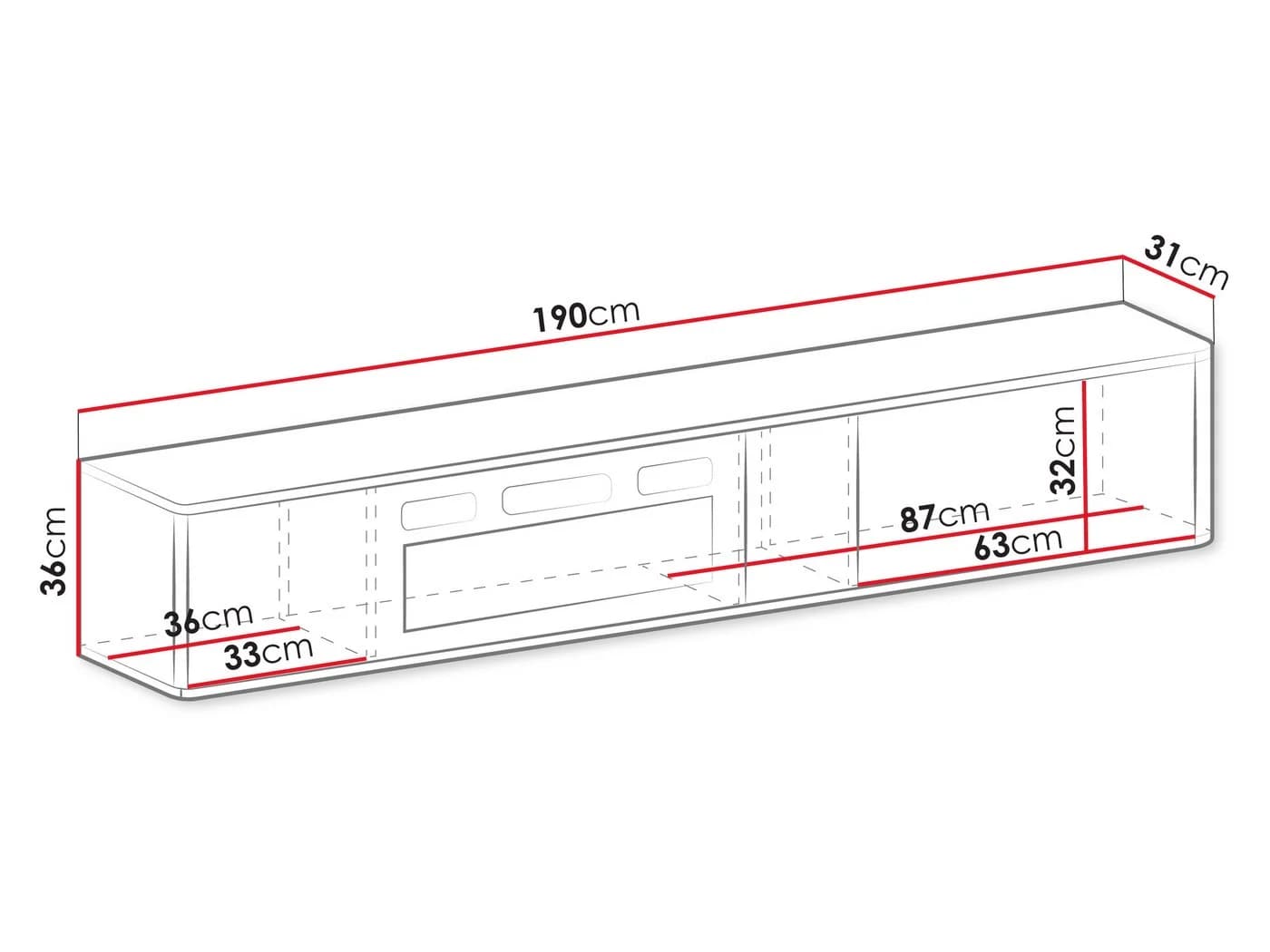 MIRJAN24 TV-Schrank Philippe 190 mit Kamin und LED-Flamme - Bild 4