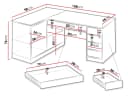 MIRJAN24 Schreibtisch Ada mit Drehtür und 5 Schubladen Weiß Bild 4