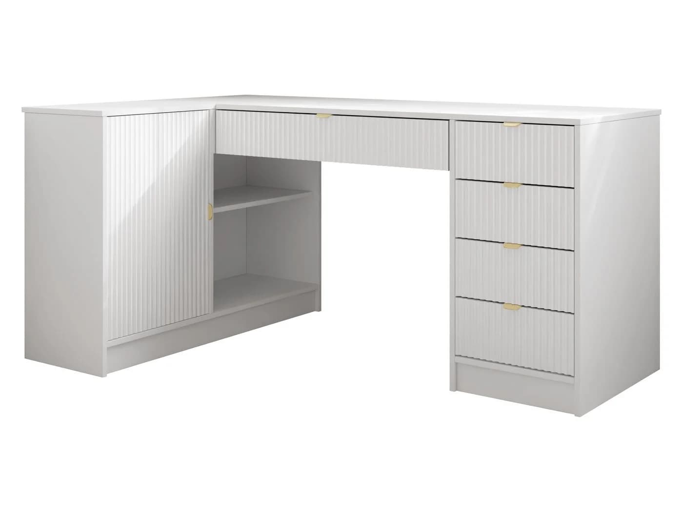 MIRJAN24 Schreibtisch Tireno Weiß mit Schubladen und Drehtür - Bild 2