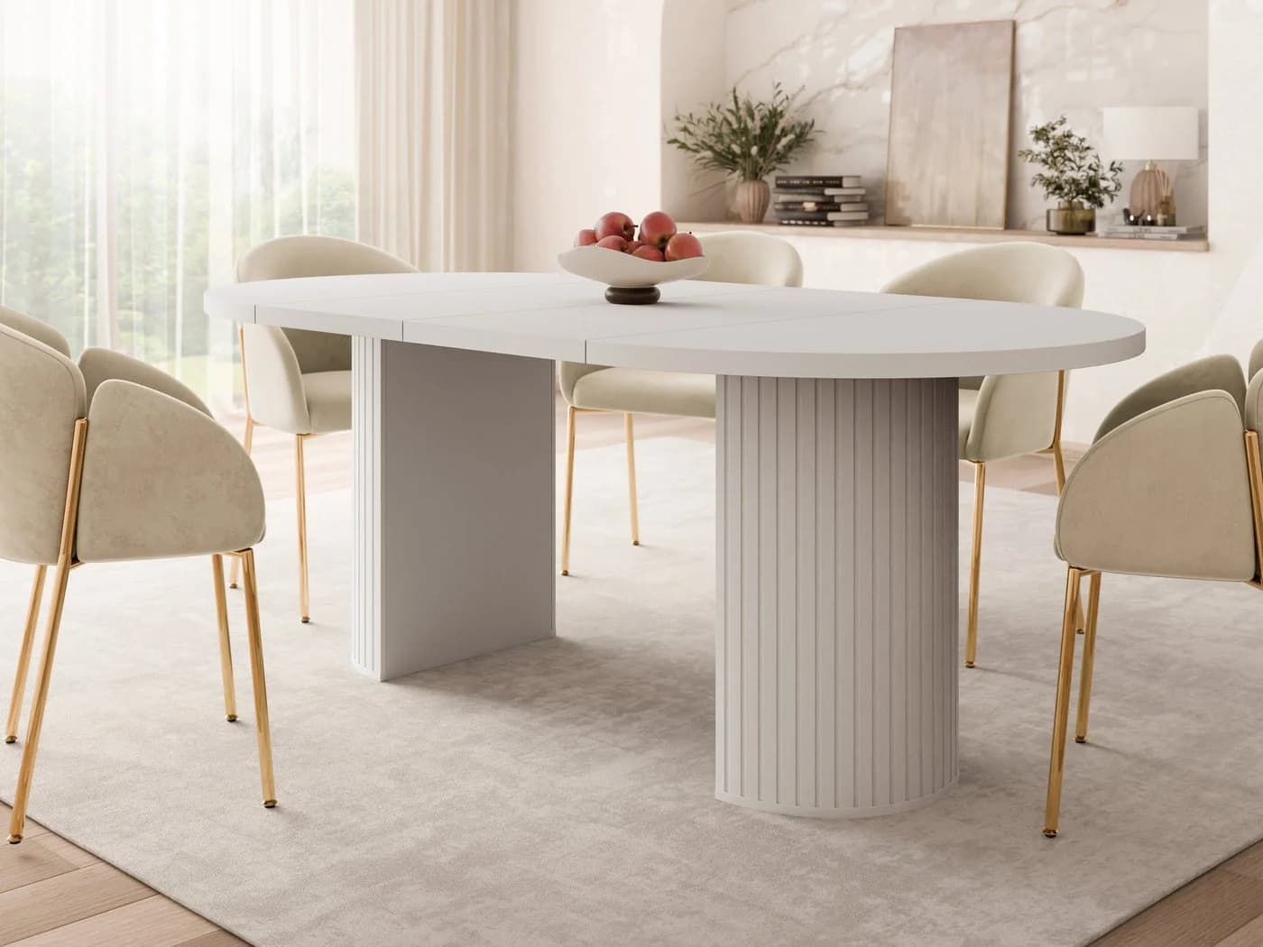 MIRJAN24 Ausziehbarer Esstisch Ovalio Beige Laminat - Bild 3