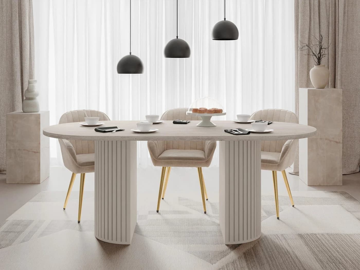 MIRJAN24 Wotkon Tisch Sandbeige/Travertin - Bild 3