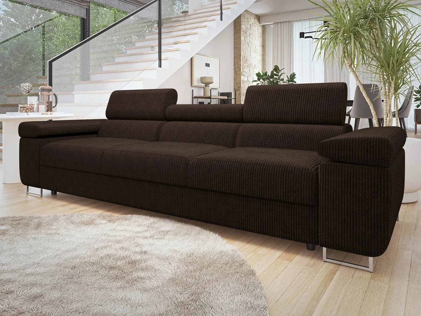 MIRJAN24 Sofa Torezio 3 Cord Braun Einstellbare Kopfstützen - Bild 2