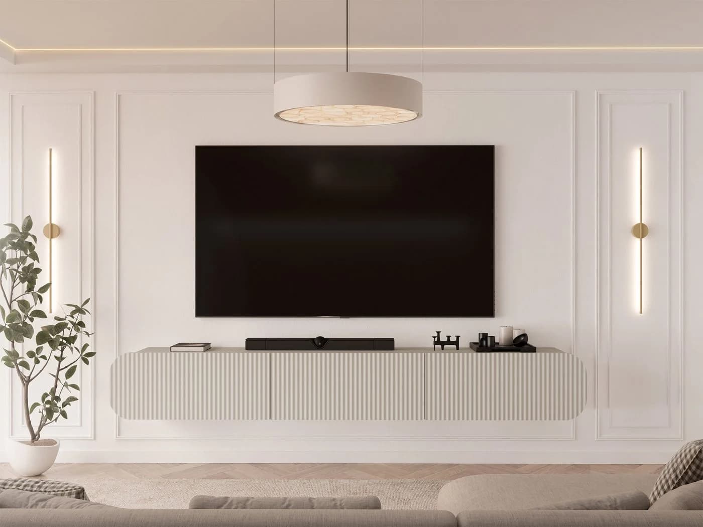 MIRJAN24 TV-Schrank Takir Beige mit Gasdruckfeder