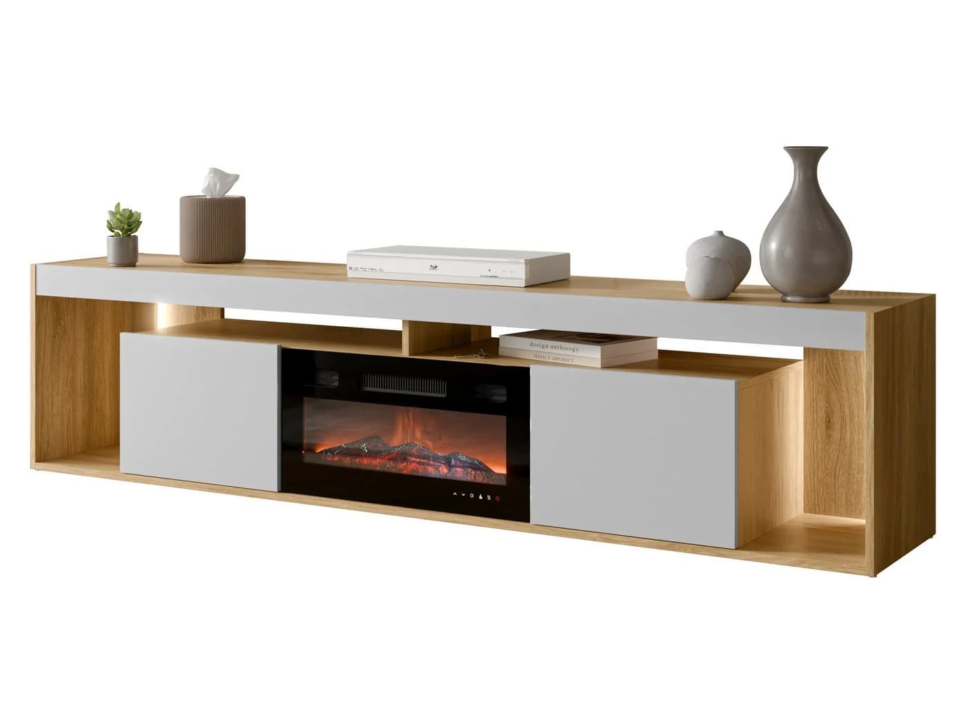 MIRJAN24 TV-Schrank Fiore EF 2D mit Kamin Beige/Grau - Bild 2