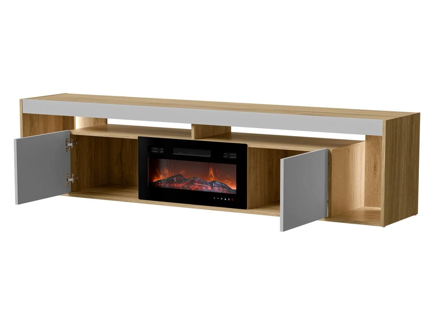 MIRJAN24 TV-Schrank Fiore EF 2D mit Kamin Beige/Grau - Bild 4
