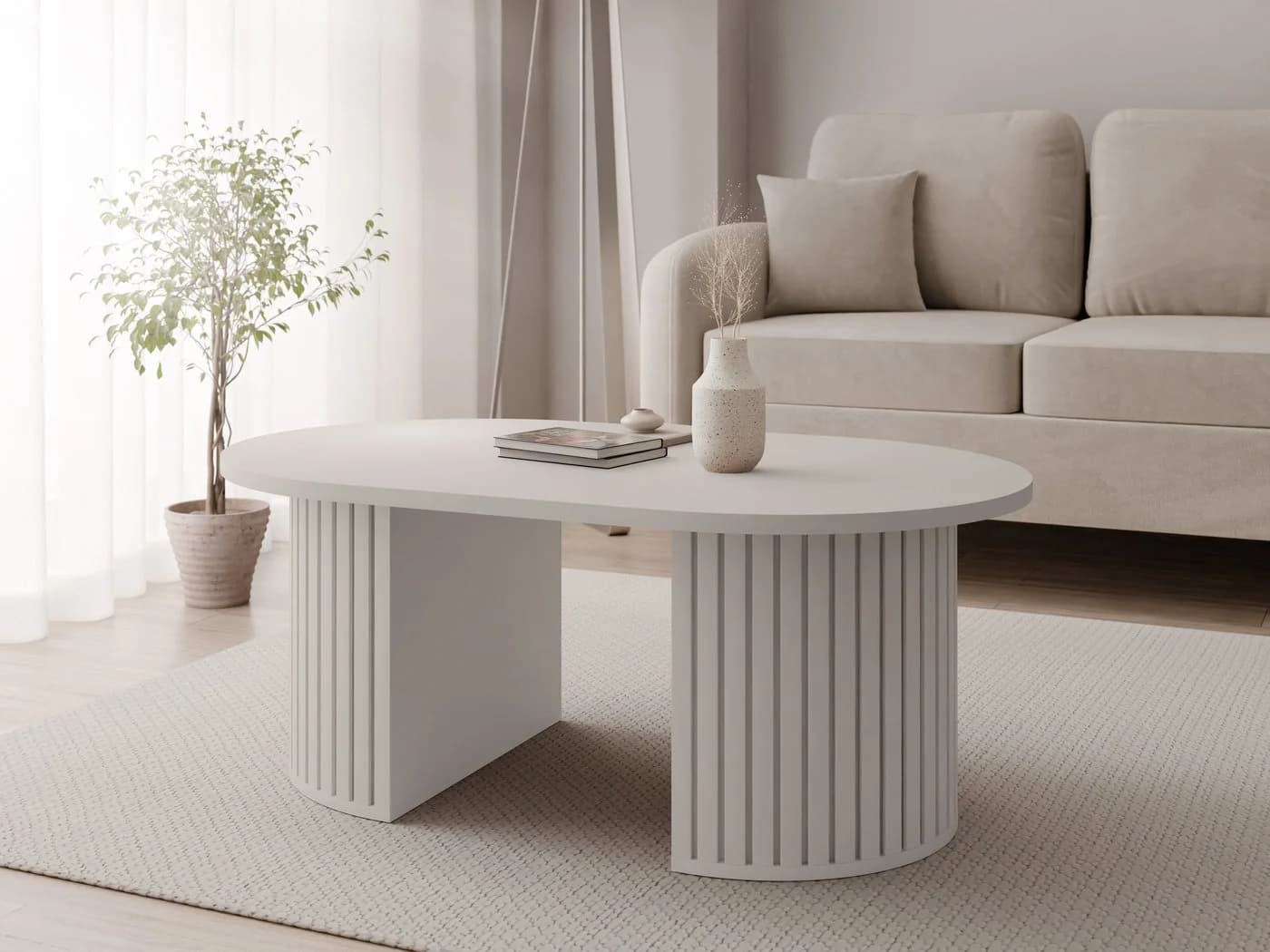 MIRJAN24 Couchtisch Wotkon Beige Laminat