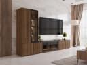 MIRJAN24 Wohnwand Tiwori mit LED-Kamin und Beleuchtung Braun/Schwarz Bild 5