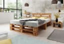 sunnypillow Palettenbett M2 mit Kopfteil und Lattenrost, 180x200 cm, geflammt Bild 1