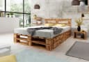 sunnypillow Palettenbett M2 Holz mit Kopfteil und Schubladen Bild 1