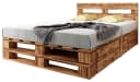 sunnypillow Palettenbett M2 Holz mit Kopfteil und Schubladen Bild 2