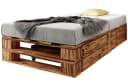 sunnypillow Palettenbett M2 Holz mit Bettkästen und Schubladen Geflammt Bild 2