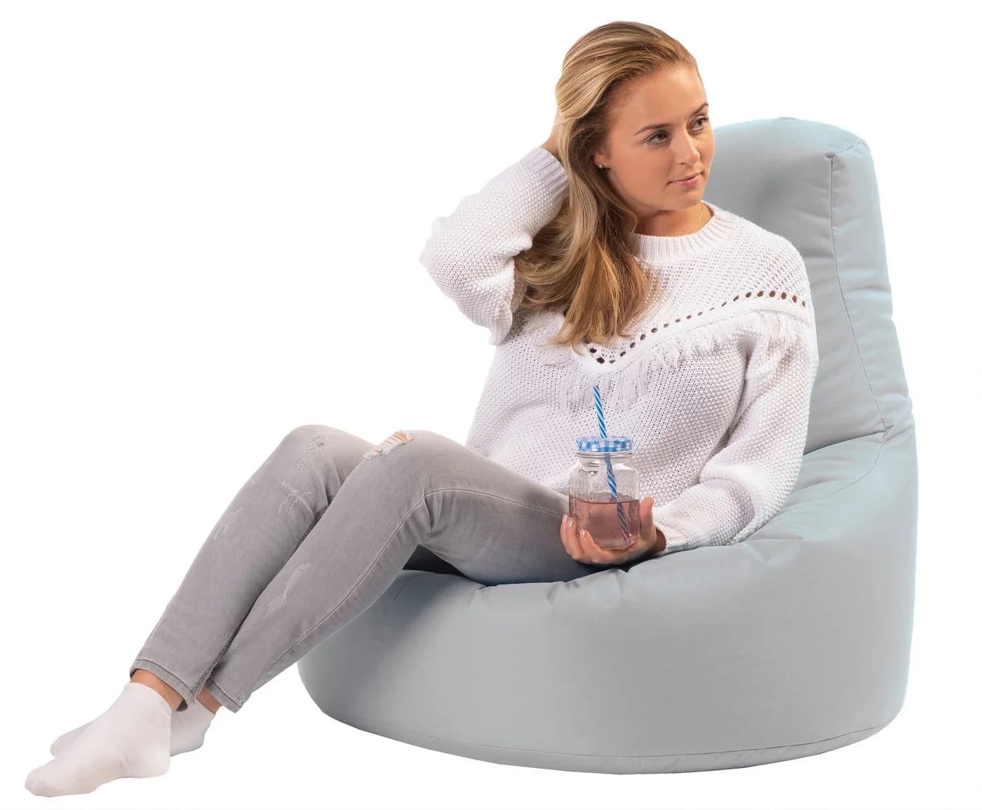 sunnypillow Sitzsack Gaming XXL Grau mit EPS Perlenfüllung - Bild 2