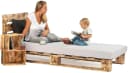 sunnypillow Palettenbett mit Kopfteil Holzbett Geflammt Bild 1