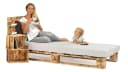 sunnypillow Palettenbett mit Kopfteil Holzbett Geflammt Bild 2
