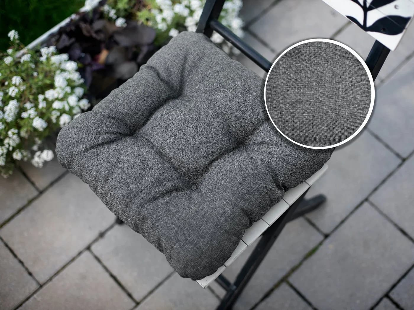 sunnypillow Stuhlkissen 4er Set Grau/Silber Polyester - Bild 4