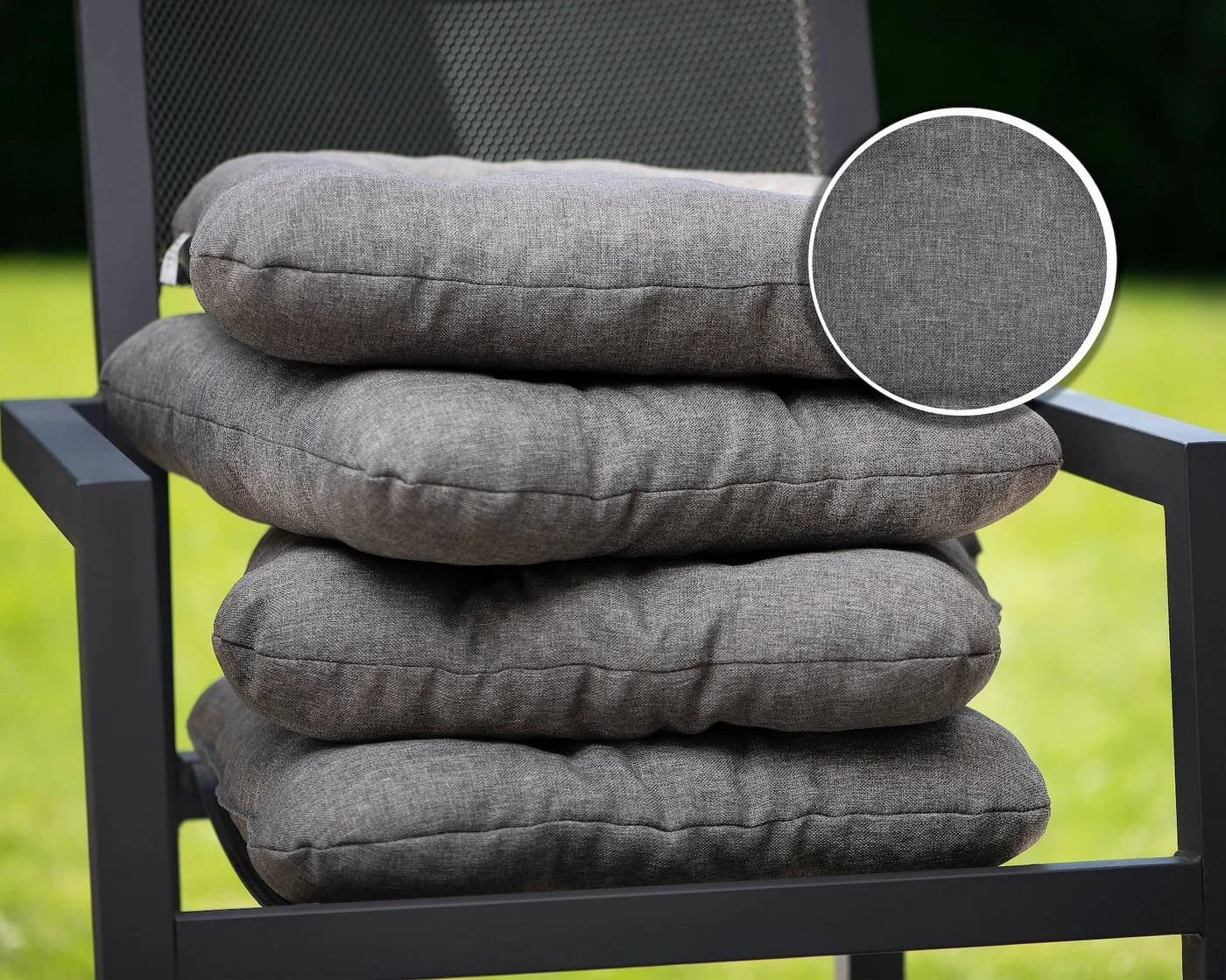 sunnypillow Stuhlkissen 4er Set Grau/Silber Polyester - Bild 5