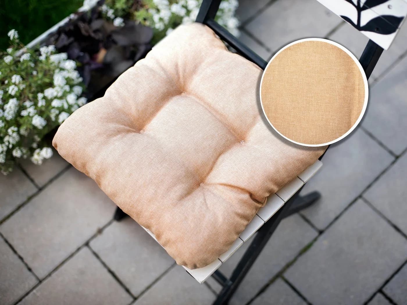 sunnypillow Stuhlkissen 4er Set 45x45 cm Bequeme 8cm Polsterauflage - Bild 4