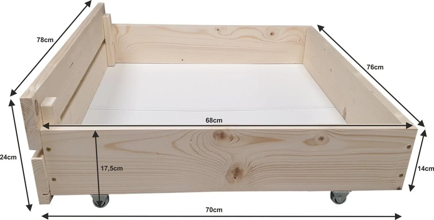 sunnypillow Palettenbett M2 aus Holz mit Kopfteil und 2 Bettkästen Natur - Bild 5