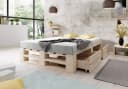 sunnypillow Palettenbett M2 Naturholz mit Lattenrost und Schubladen Bild 1