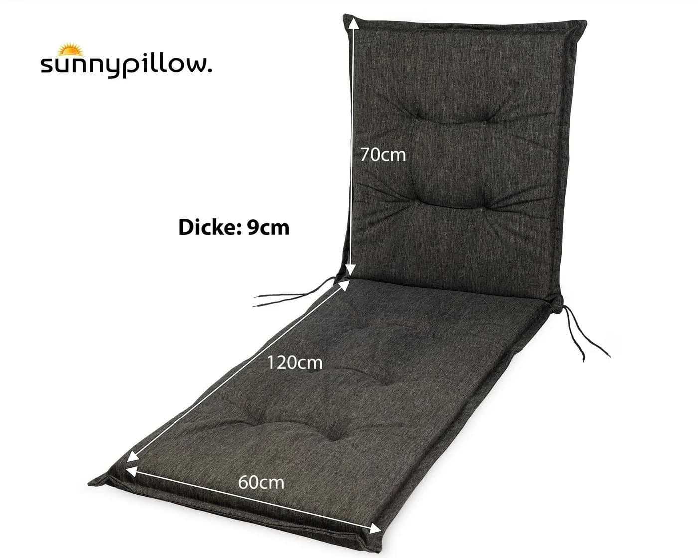 sunnypillow Liegenauflage Anthrazit UV-beständig Gartenliege - Bild 3