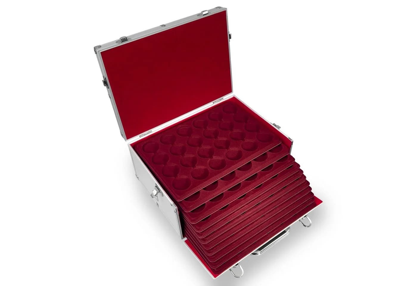 MC.Sammler Münzkassette für 10 Tableaus, Aluminium, Rot - Bild 3