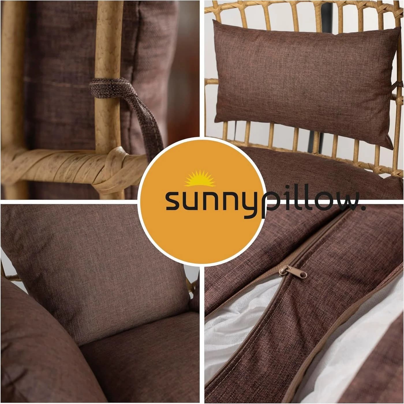 sunnypillow Hängesesselkissen Braun für Rattan Hängeschaukel - Bild 5