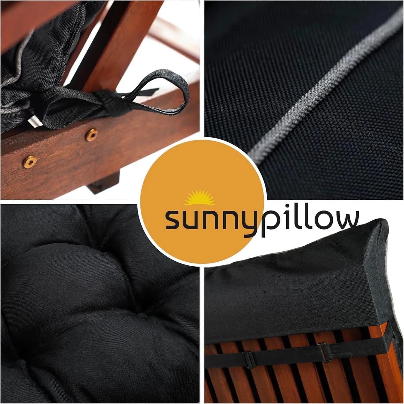 sunnypillow Liegenauflage 200 x 60 cm Schwarz - Bild 5
