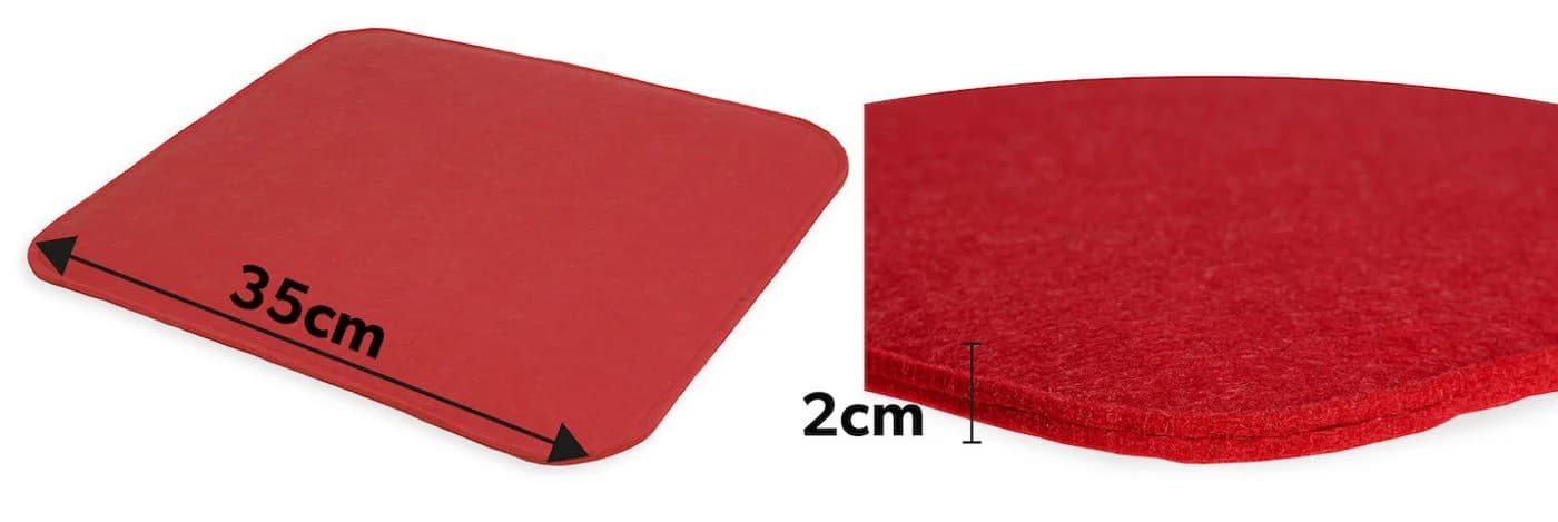 sunnypillow Stuhlkissen 4er Set Filz quadratisch 35x35 cm Rot