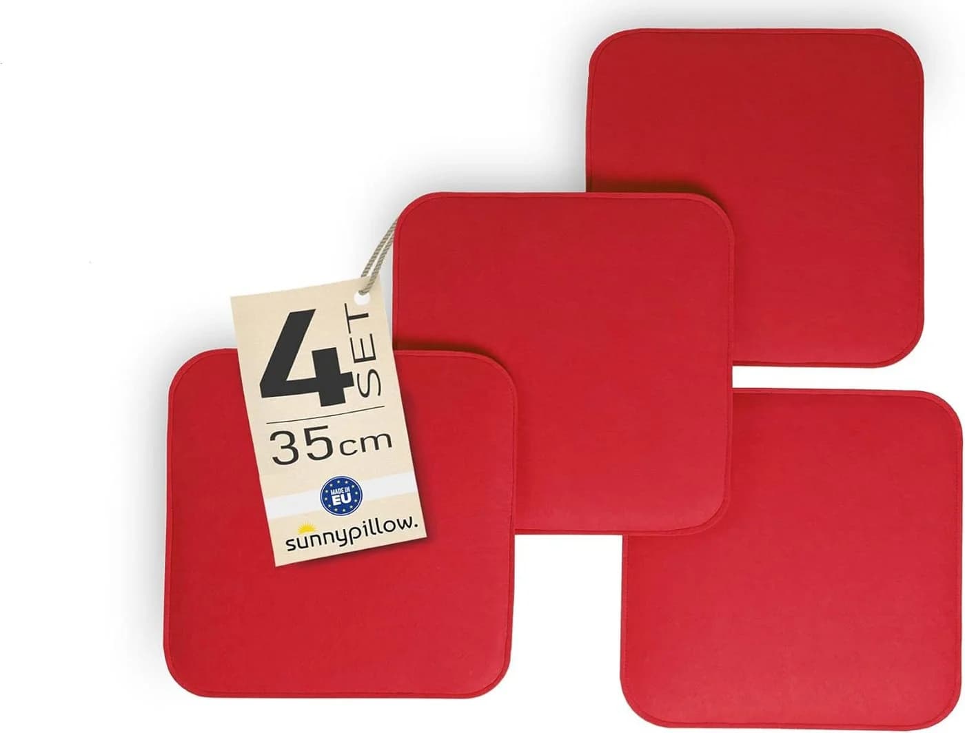 sunnypillow Stuhlkissen 4er Set Filz quadratisch 35x35 cm Rot - Bild 2
