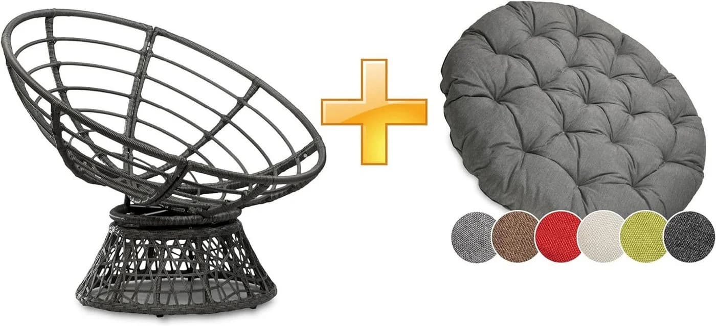 sunnypillow Rattanstuhl Papasansessel Grau mit Kissen - Bild 2