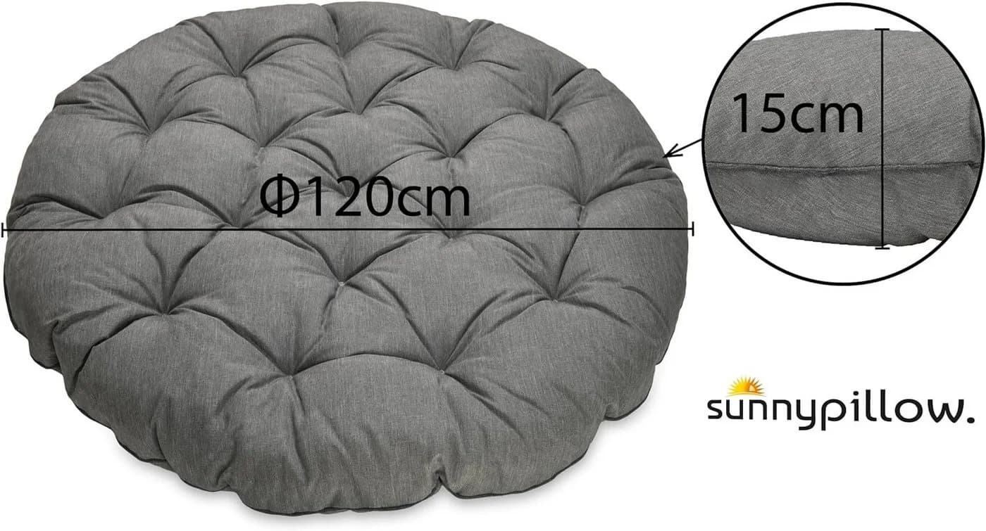 sunnypillow Rattanstuhl Papasansessel Grau mit Kissen - Bild 5