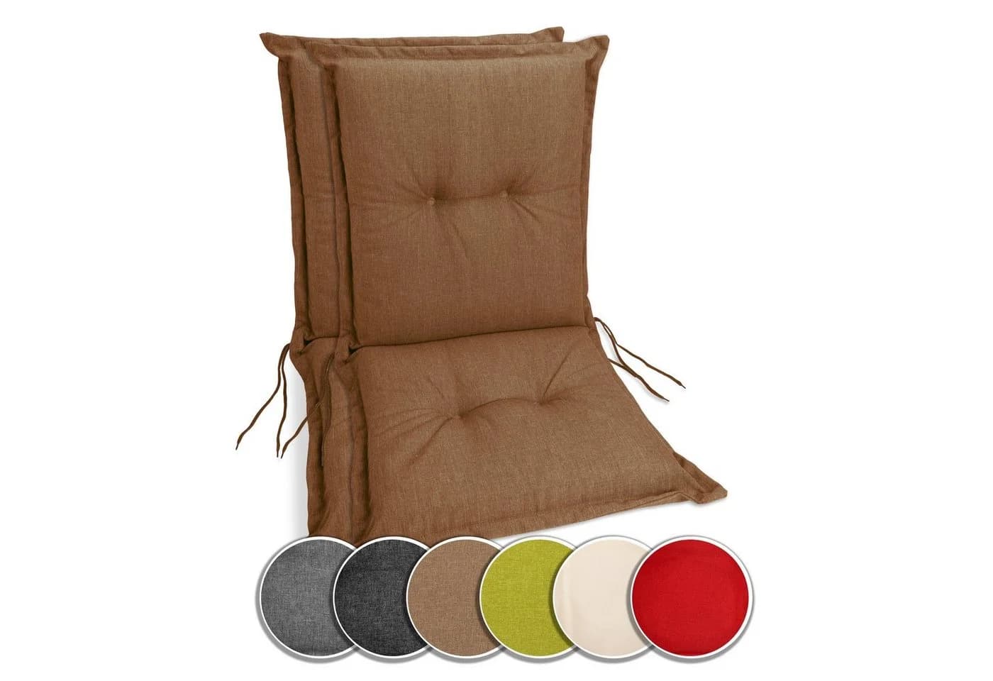 sunnypillow Stuhlkissen 2 Stück Braun Gartenstuhlauflagen Niedriglehner - Bild 2