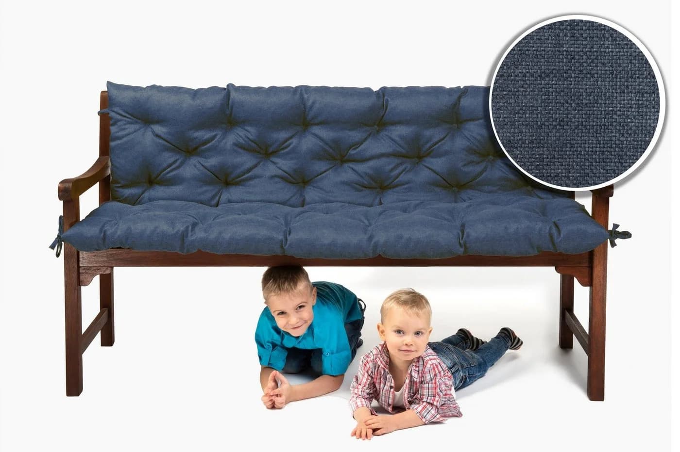 sunnypillow Bankauflage Blau Polyester Kissen mit Befestigungsbändern - Bild 1