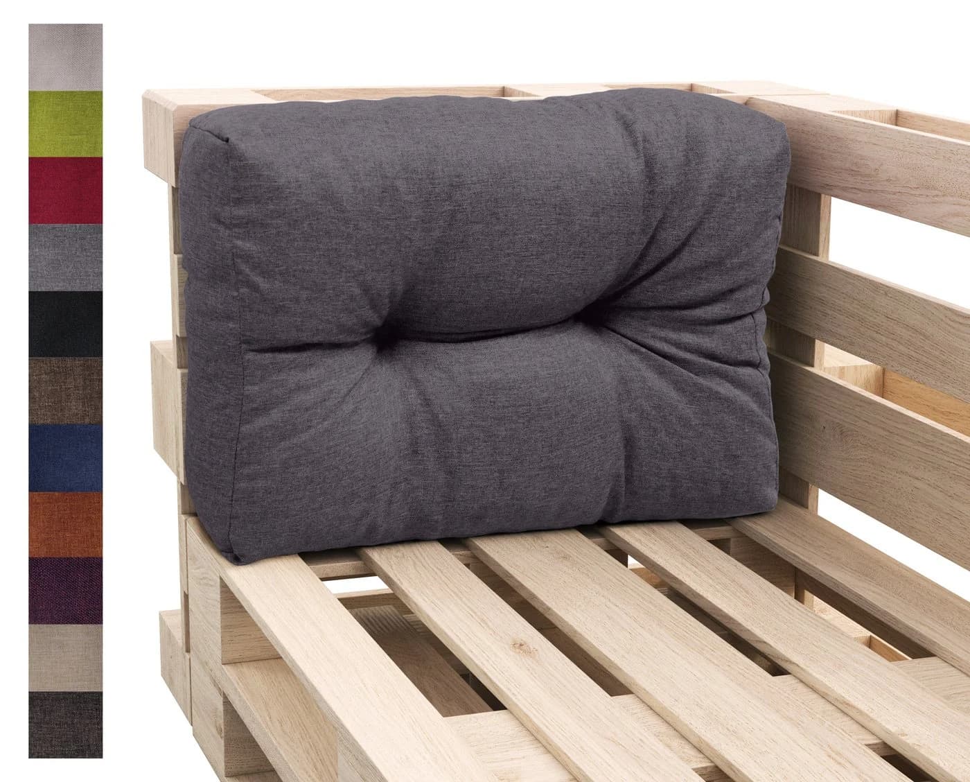 sunnypillow Rückenkissen Palettenkissen Gesteppt Anthrazit - Bild 2
