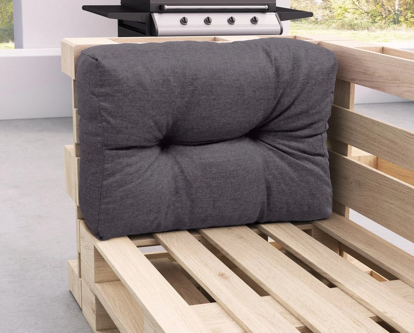 sunnypillow Rückenkissen Palettenkissen Gesteppt Anthrazit - Bild 4