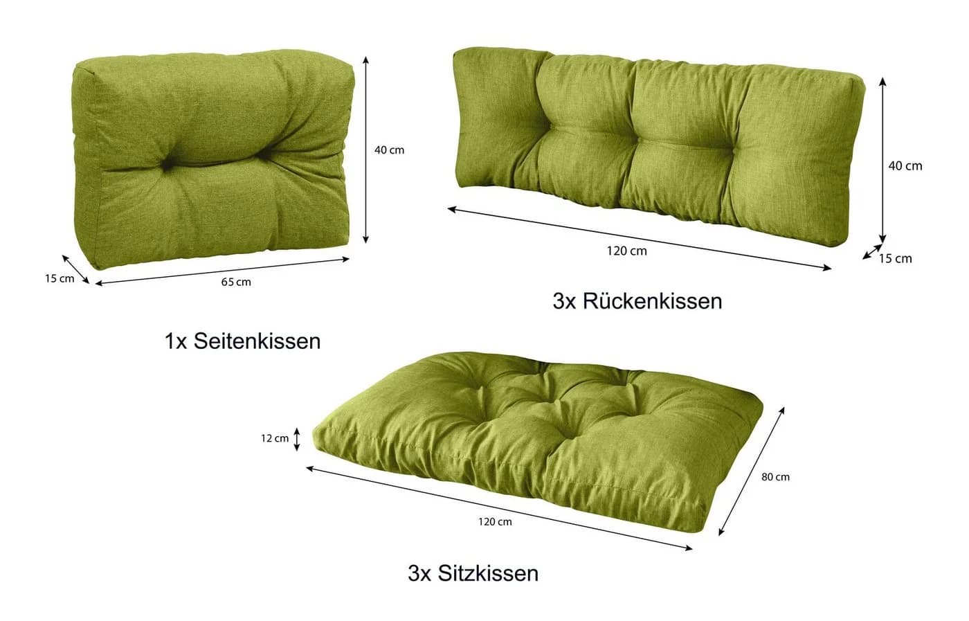 sunnypillow Palettenkissen 7er Set Grün Polyester - Bild 4
