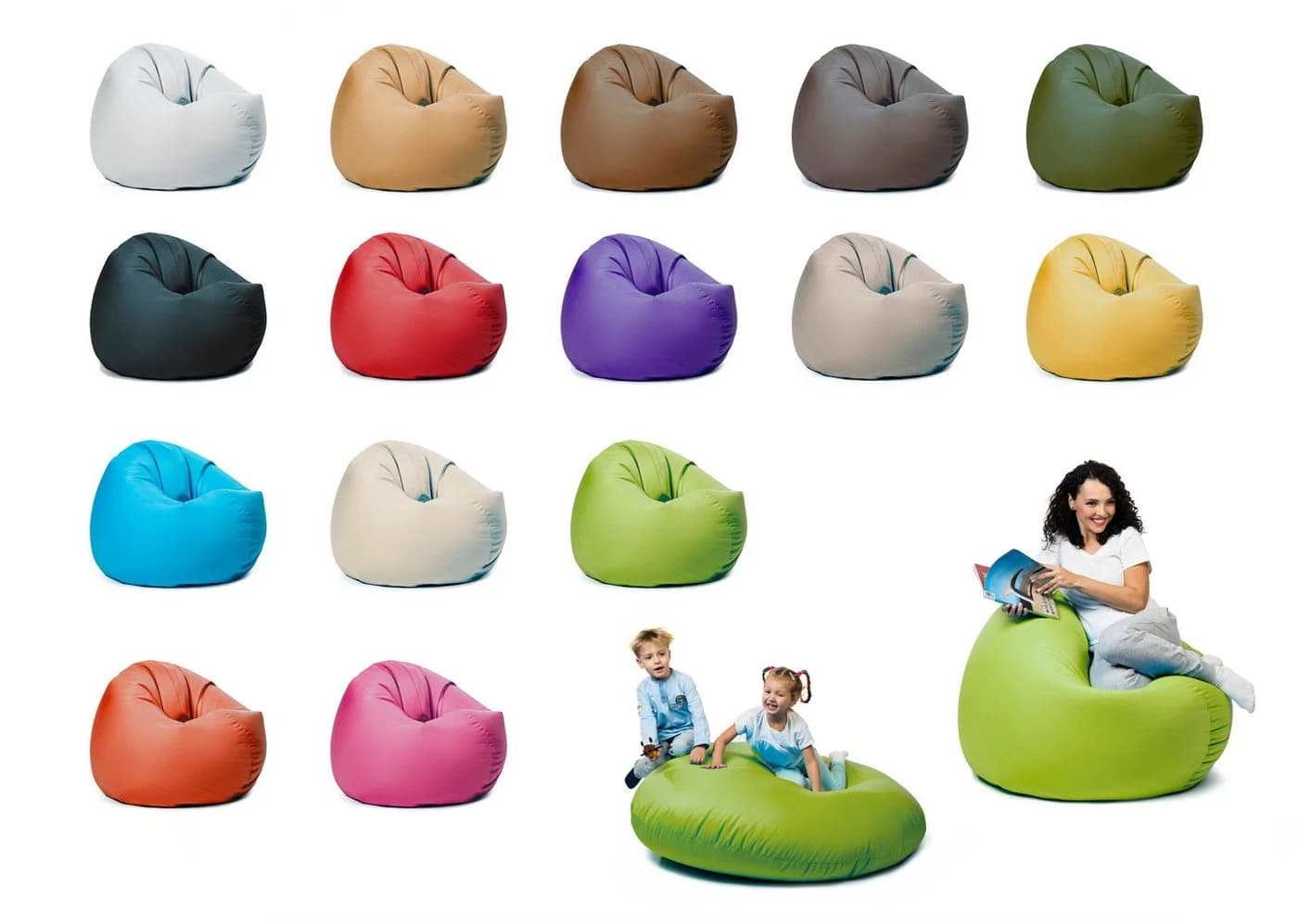sunnypillow Sitzsack Outdoor & Indoor Grün Polyester Oxford - Bild 2