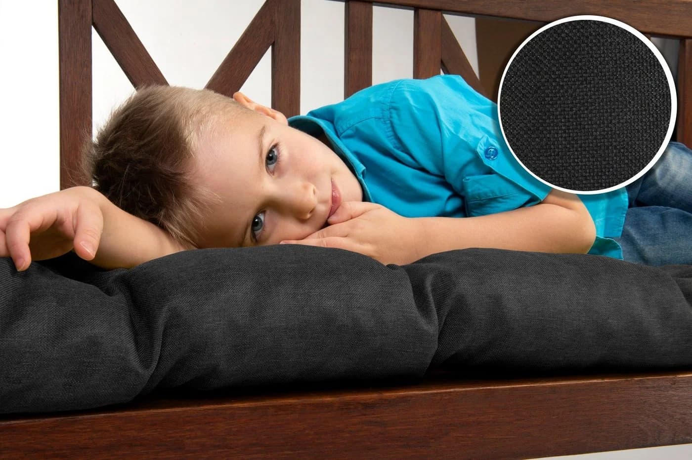 sunnypillow Bankauflage Schwarz Polyester mit Befestigungsbändern