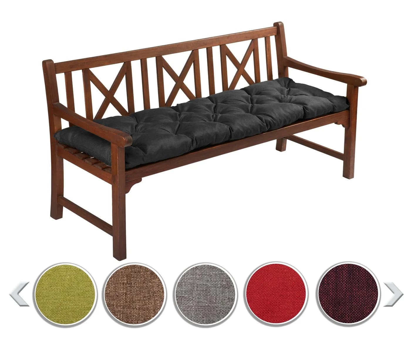 sunnypillow Bankauflage Schwarz Polyester mit Befestigungsbändern - Bild 2