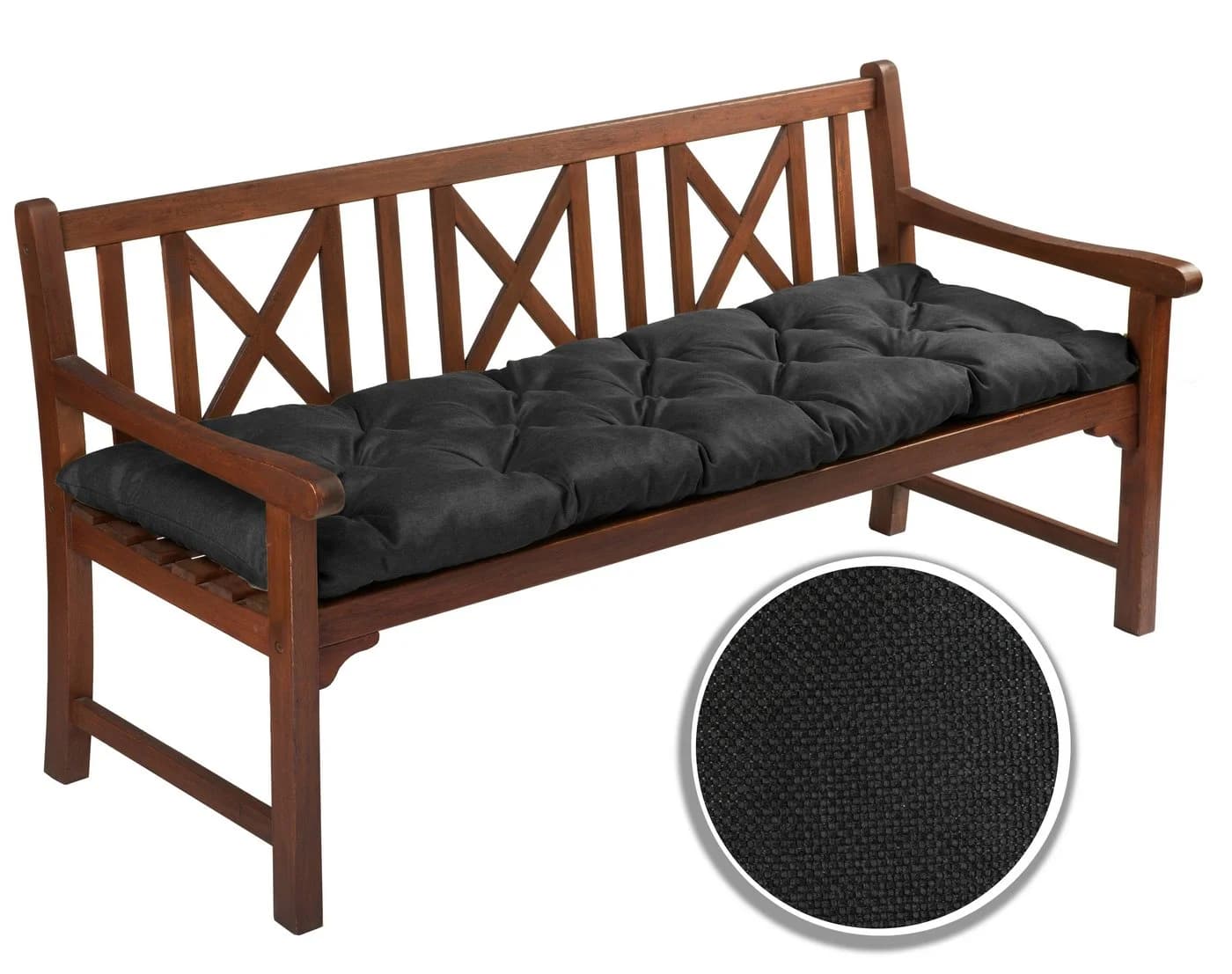 sunnypillow Bankauflage Schwarz Polyester mit Befestigungsbändern - Bild 5
