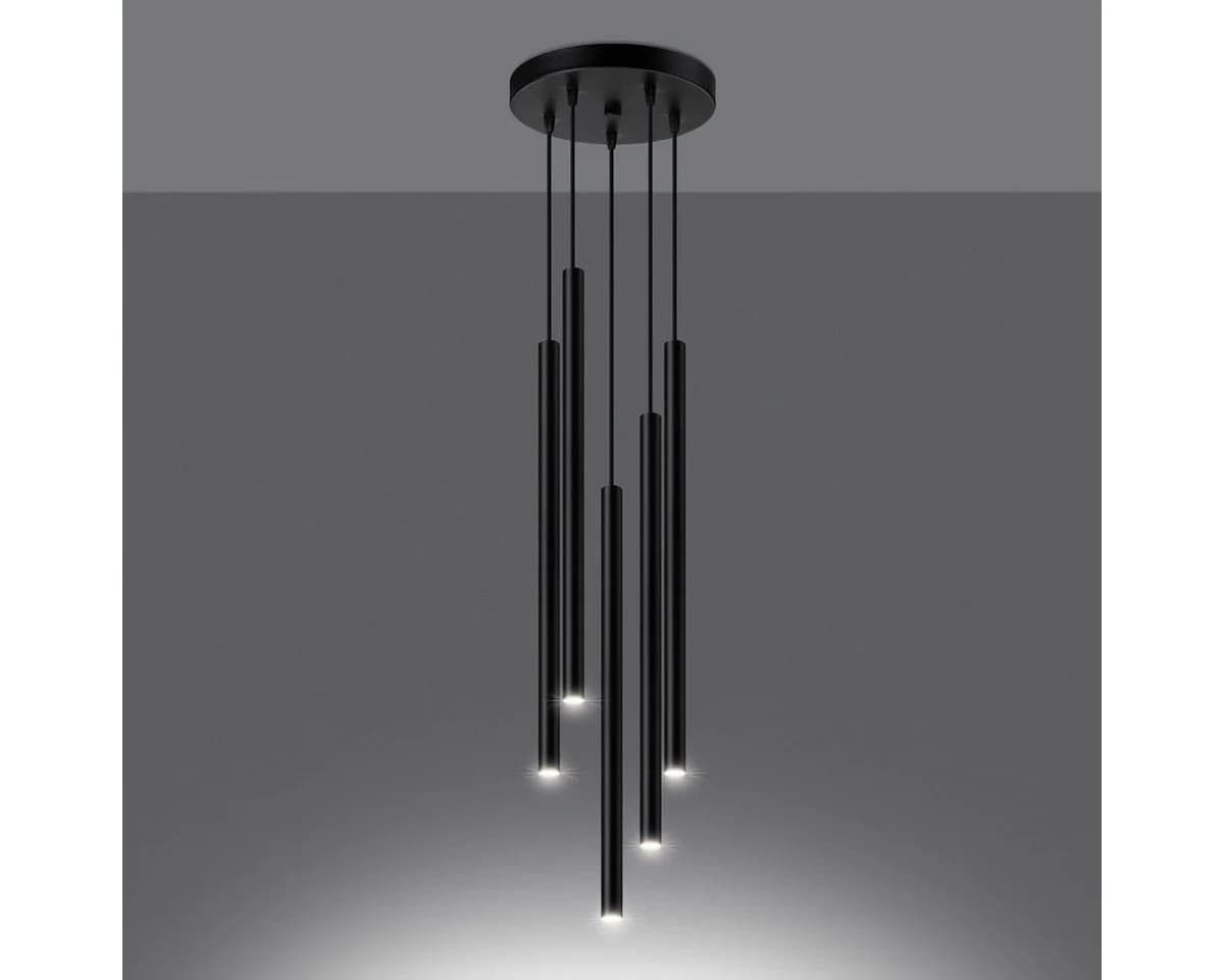 SOLLUX lighting Hängeleuchte Pastelo 5P Schwarz - Bild 3