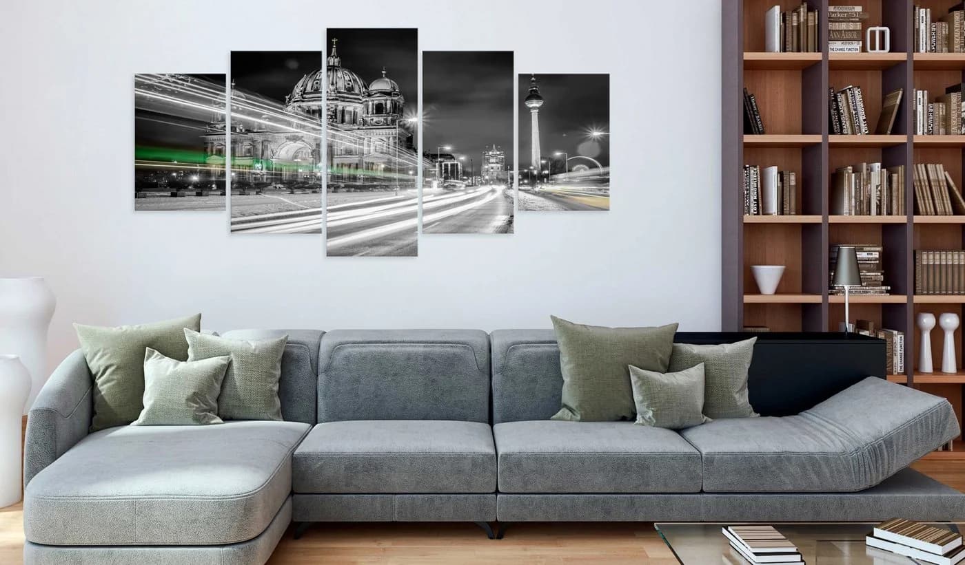 Artgeist Wandbild Berlin at Night Leinwanddruck Schwarz/Blau Modern