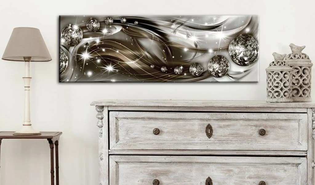 Artgeist Wandbild Glow and Waves Braun Grau Silber