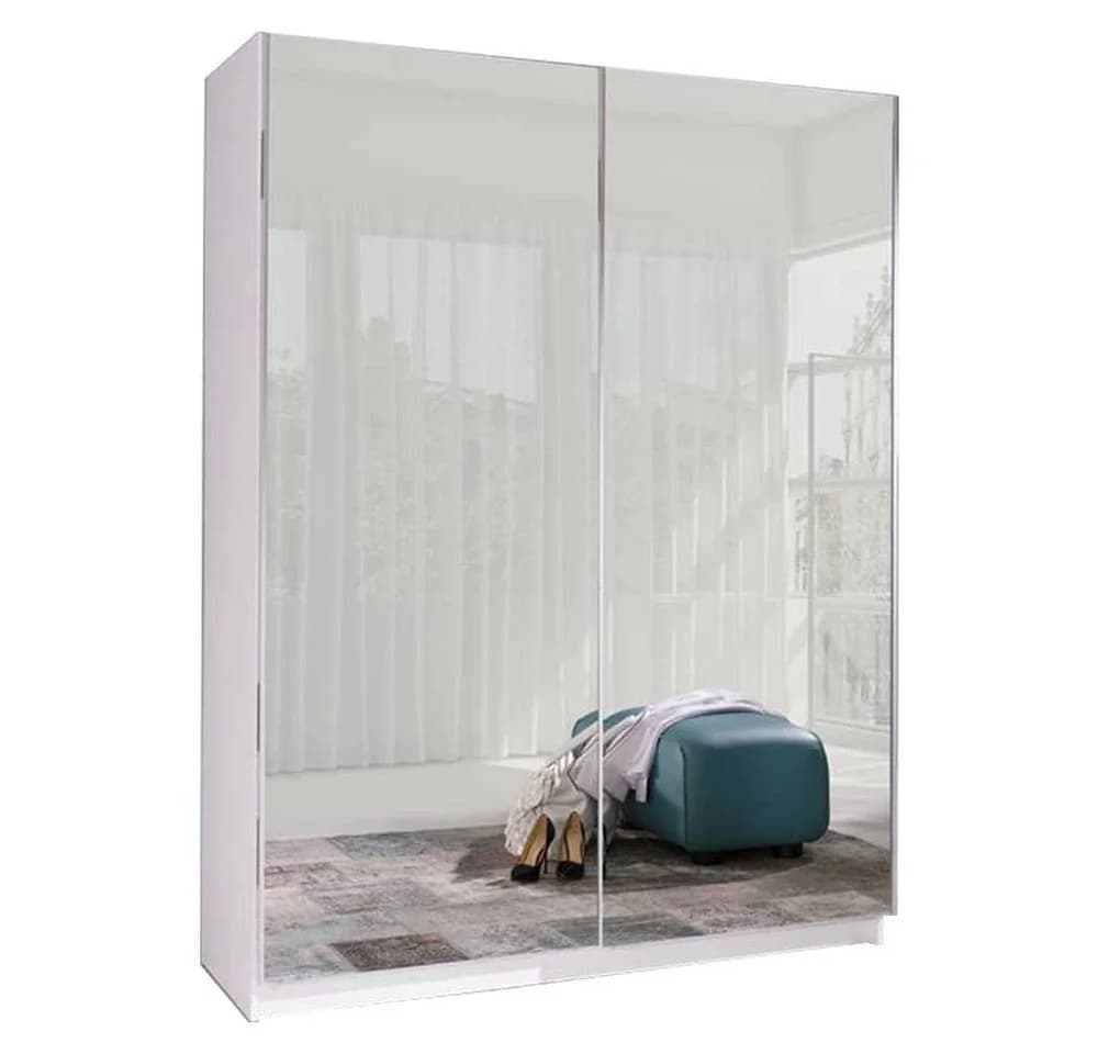 MOEBLO Kleiderschrank ADA VI 150 Weiß Matt Schwebetürenschrank - Bild 2