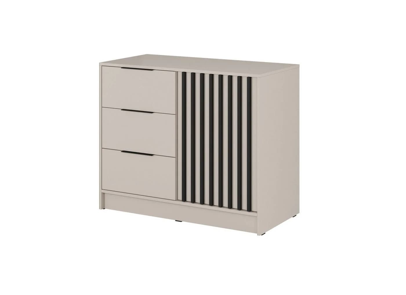 MOEBLO Kommode JOHN 2D Beige Loft Design mit 3 Schubladen