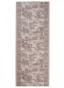 Tapiso Antirutsch-Läufer Meterware Grau Beige Nylon Kurzflor Bild 1