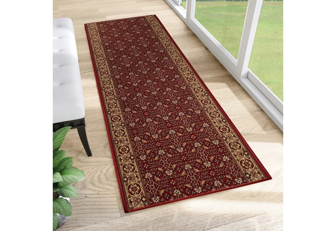 Tapiso Antirutsch-Läufer Dunkelrot Kurzflor Meterware - Bild 2