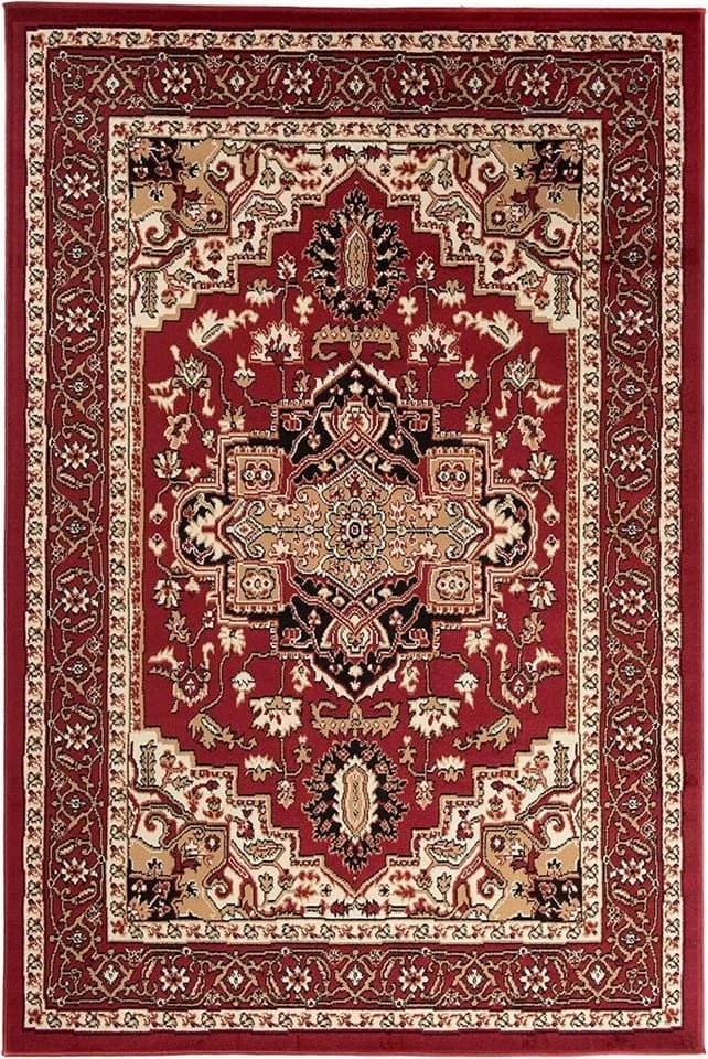 Mazovia Orientteppich Bordeaux-Dunkelrot Orientalisch Blumenmuster Kurzflor