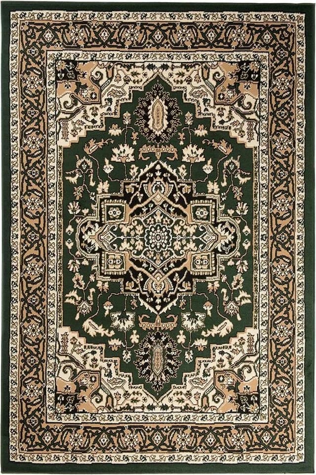 Mazovia Orientteppich EUFRAT Orientalisch Blumenmuster Kurzflor Grün/Schwarz